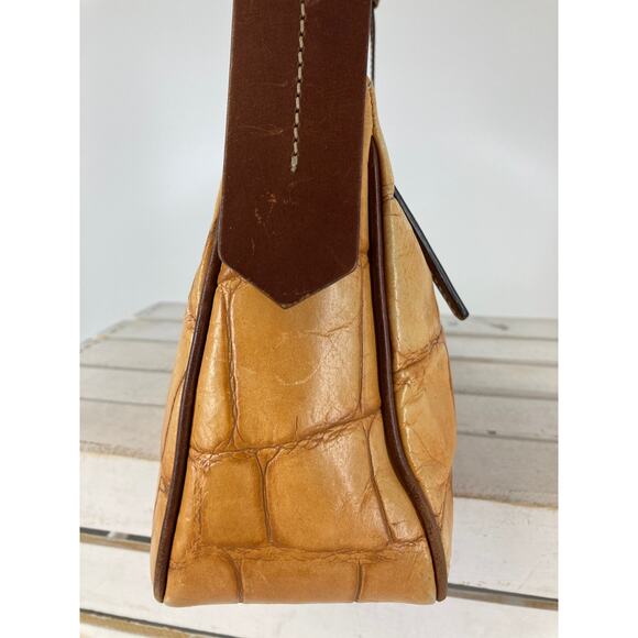 DOONEY & BOURKE, TAN EMBOSSED ANIMAL PRINT MEDIUM SHOULDER BAG - Picture 6 of 15